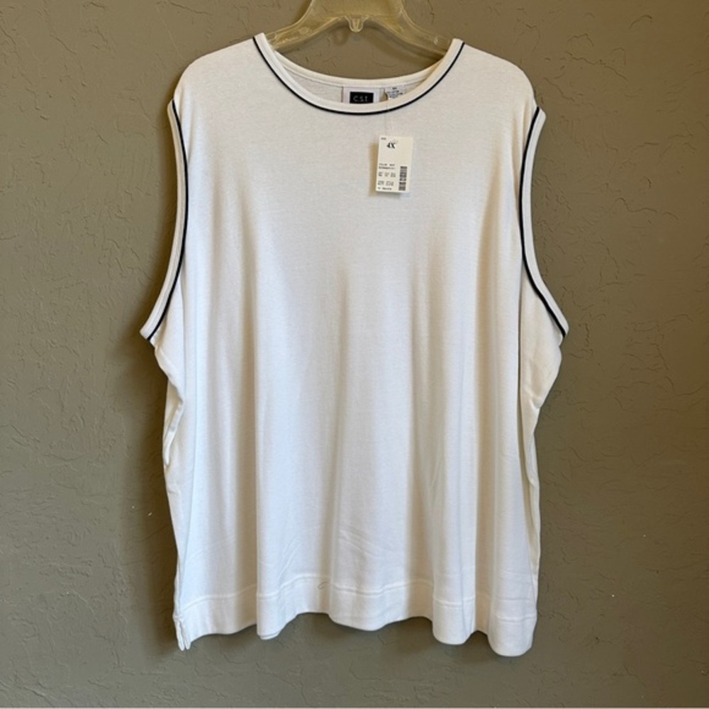 CST Sport 4X white and navy‎ sleeveless top new with tags